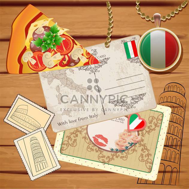 travel to italy postcards background - vector gratuit #133760 
