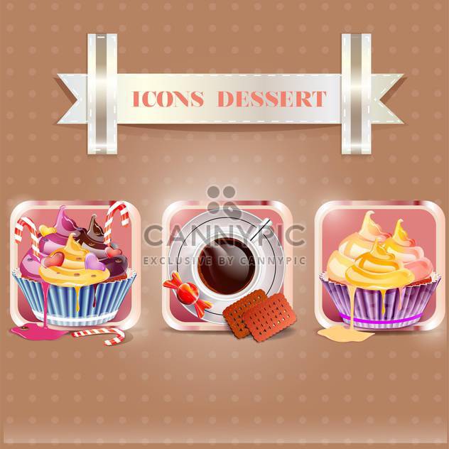 tasty dessert food icons set - vector #134140 gratis