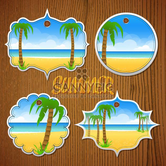 summer labels with palm trees - Kostenloses vector #134350