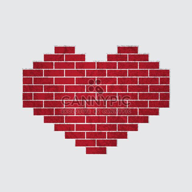vector heart shaped brick wall background - vector #134810 gratis