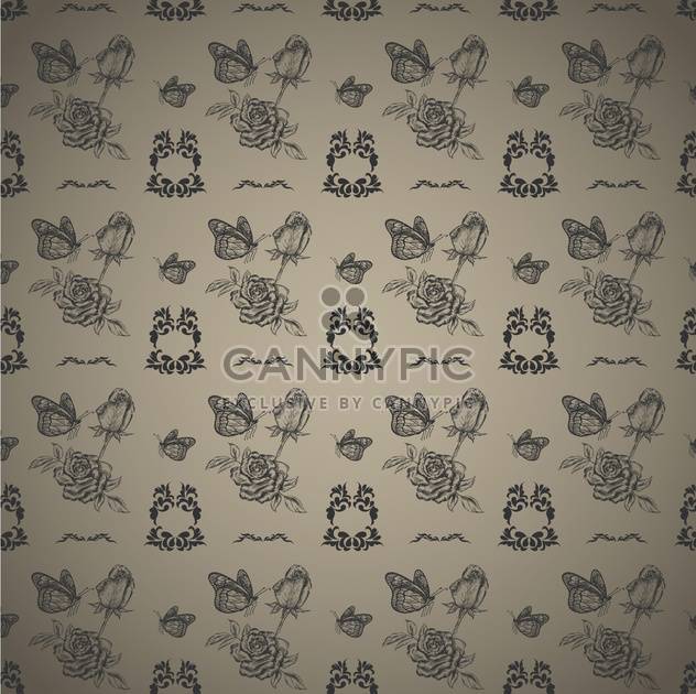 seamless pattern roses and butterflies vector illustration - vector #135270 gratis
