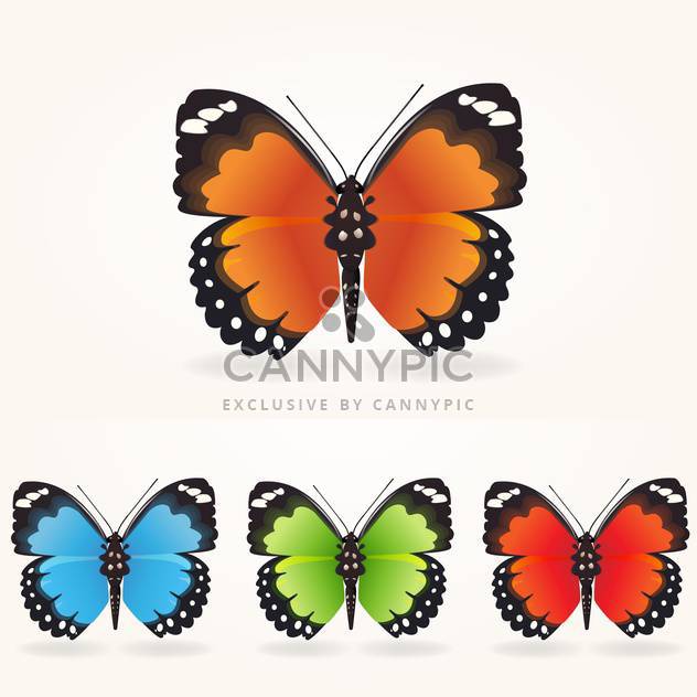Vector illustration set of colorful beautiful butterflies collection on white background - Free vector #125860