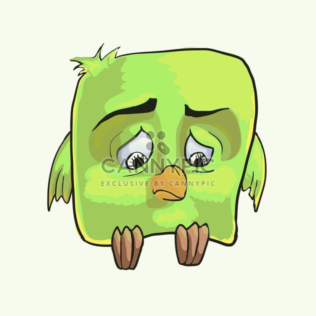 colorful illustration of sad cartoon green bird on white background - vector #125950 gratis