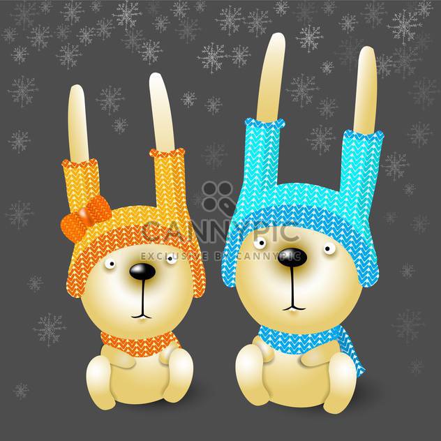 Vector illustration of cute two christmas rabbits in hats - Kostenloses vector #125960