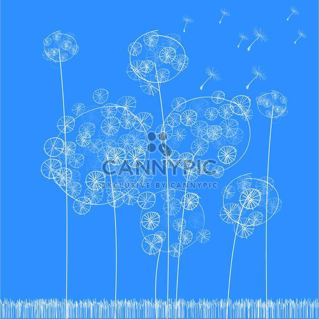Vector illustration of fluffy white dandelions on blue background - vector gratuit #126080 