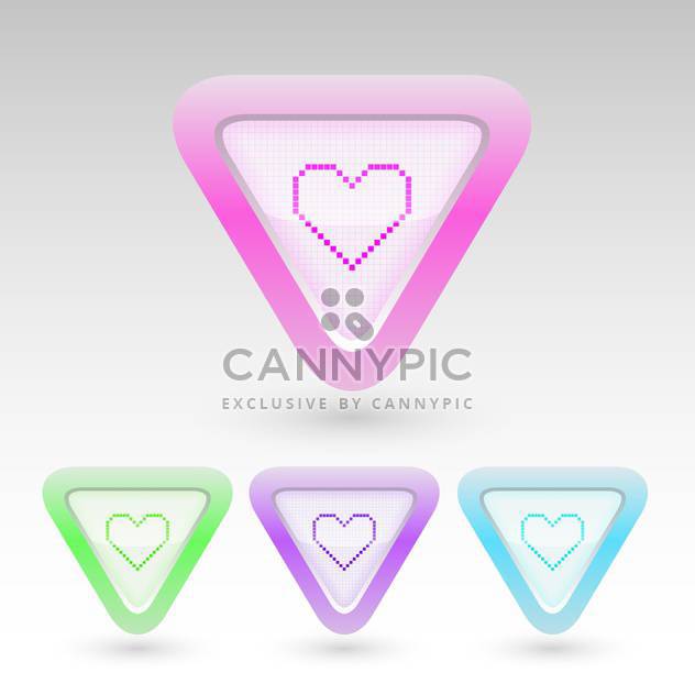 Vector set of colorful buttons with heart inside on white background - Kostenloses vector #126200