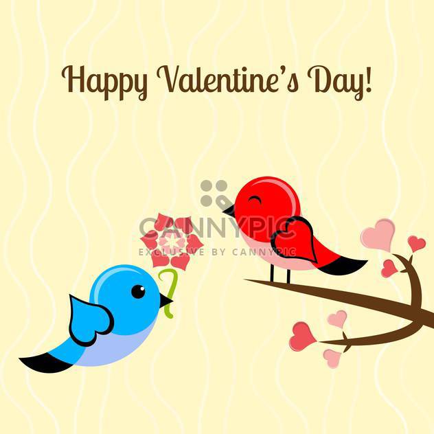 Vector illustration of lovely birds and flowers for Valentine's day card - бесплатный vector #126330
