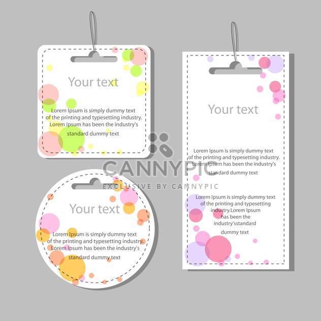 Vector set of colored labels with colorful dots on grey background - Free vector #126450