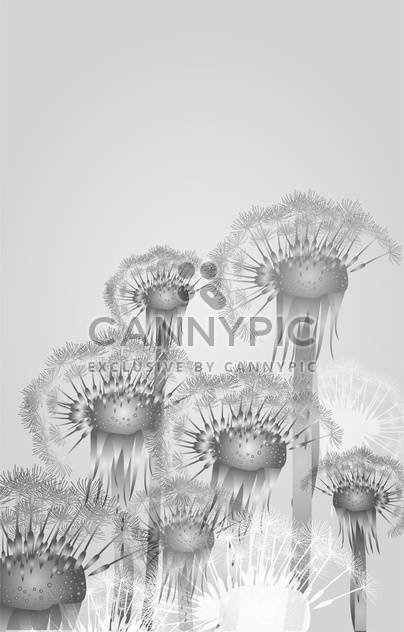 Vector background with delicate dandelions on grey background - Free vector #126570