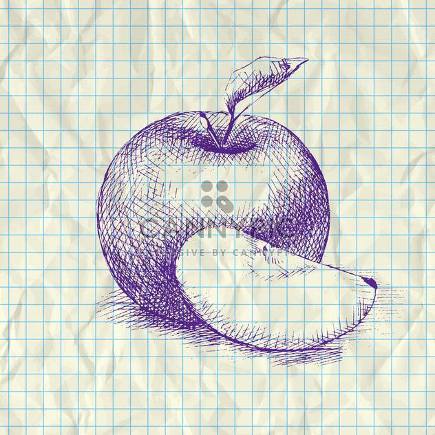 sketch illustration of apple on notebook paper - бесплатный vector #126620