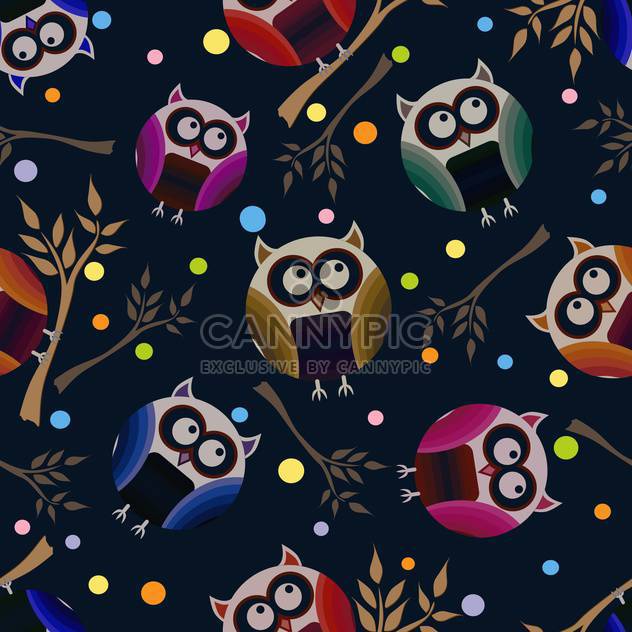 vector illustration of dark blue background with owls - Free vector #127070