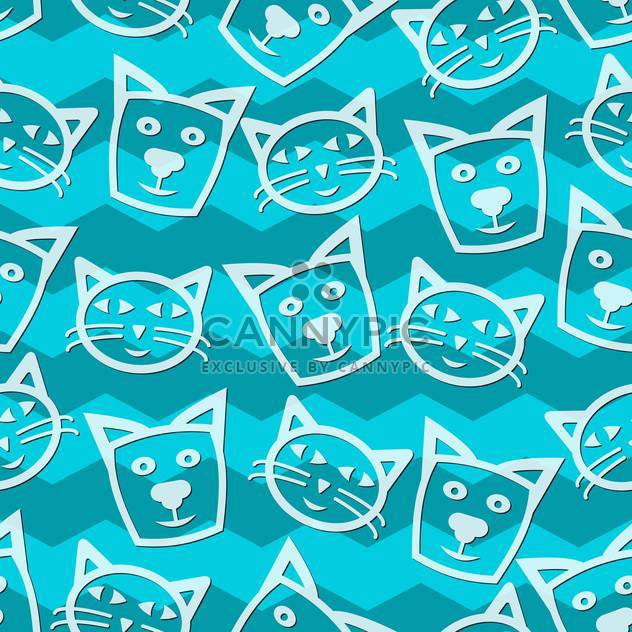 Seamless cats blue background vector illustration - Free vector #127300