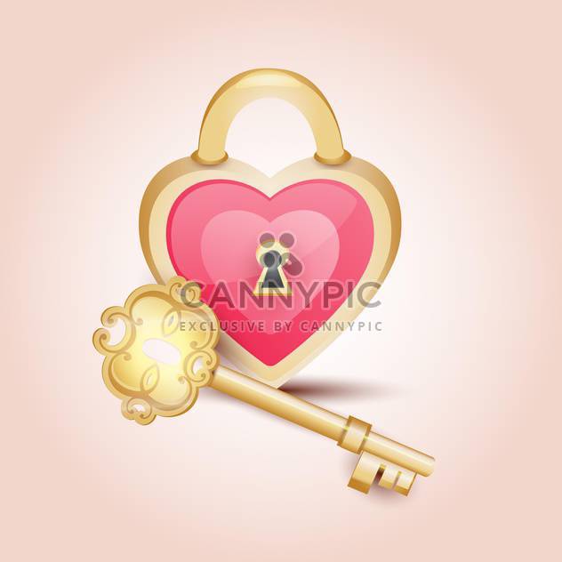 gold key to heart on pink background - Free vector #128030