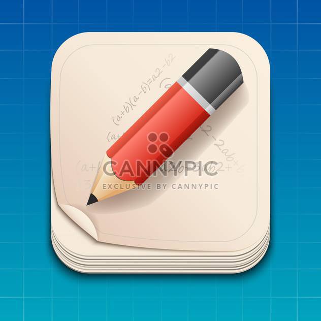 Vector icon of pencil on paper - Free vector #128180
