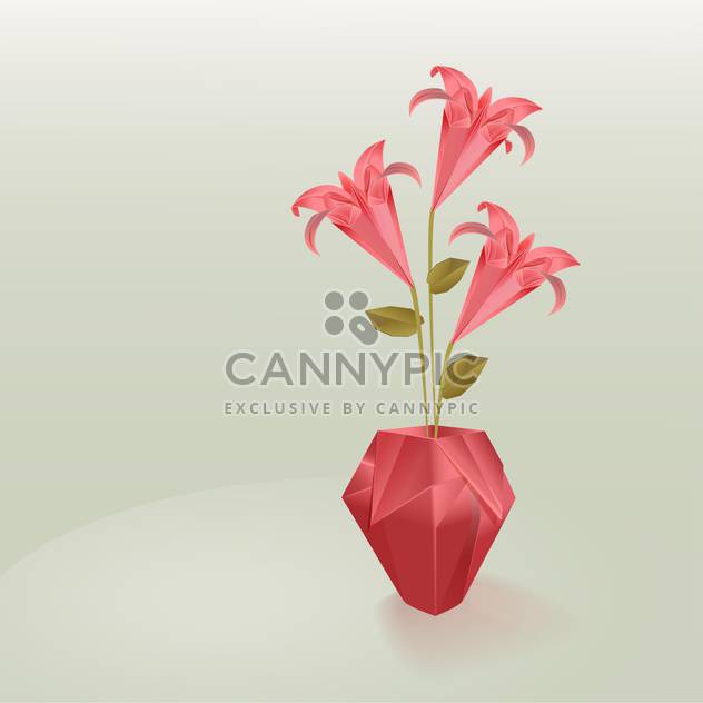 Vector Lily flowers in vase - vector gratuit #128300 