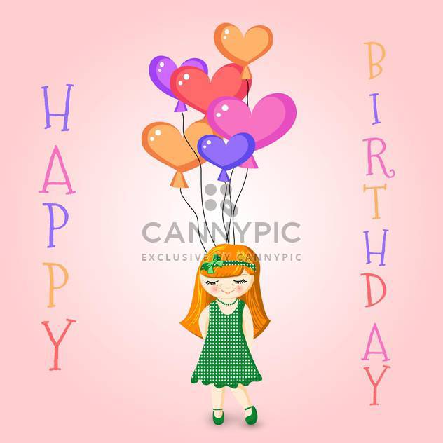 Vector illustration of a Girl Holding Birthday Balloons - Kostenloses vector #128650