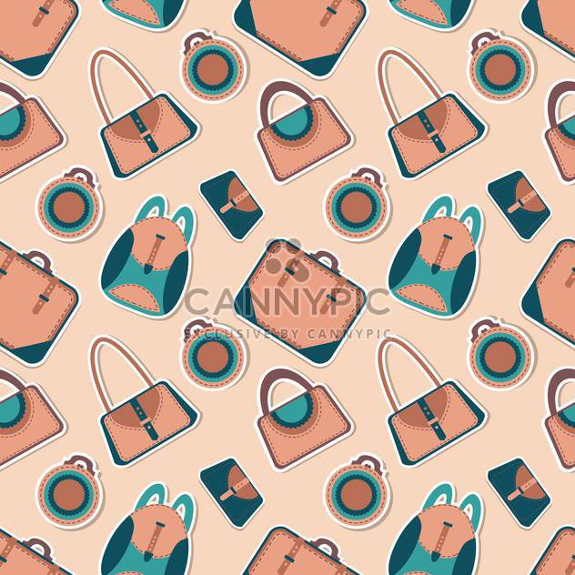 Vector fashion bags seamless pattern with cartoon woman's bag - vector #128660 gratis