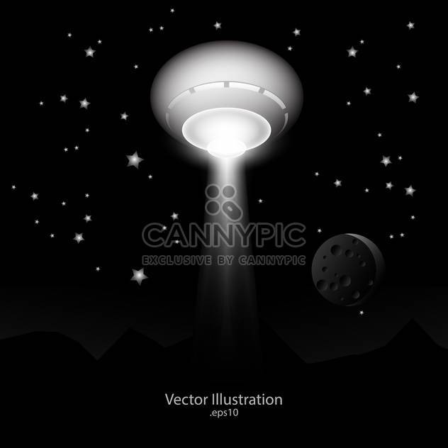 Vector illustration of ufo with light beam in space. - Kostenloses vector #128740