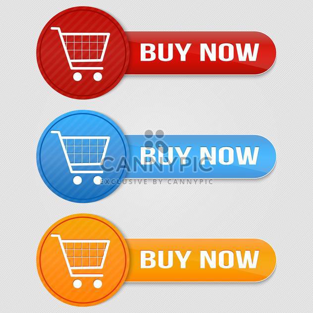 Vector set of buy buttons with shopping cart - vector gratuit #128780 