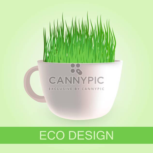 eco design with fresh grass in cup - vector gratuit #129260 