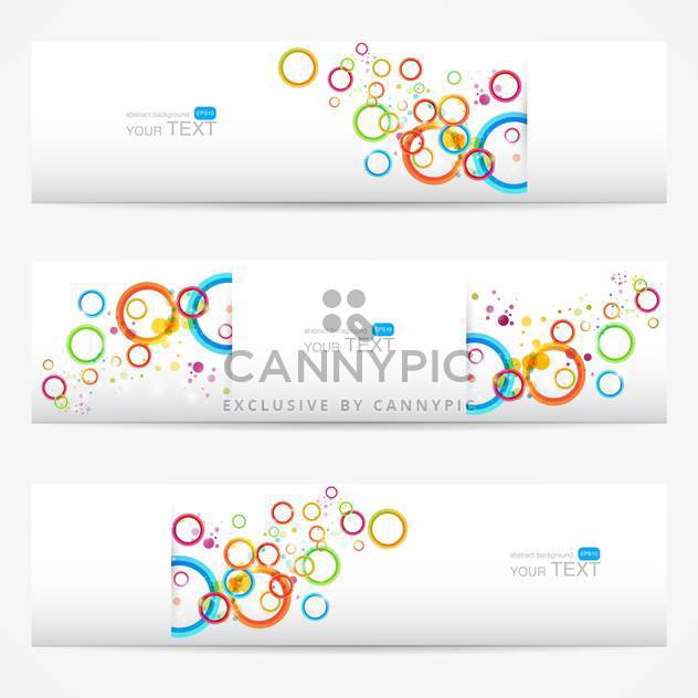 Abstract vector white cards with colorful circles - Free vector #129290