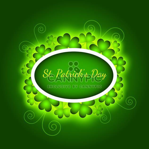Vector green St Patricks day greeting card with frame and clover leaves - Free vector #129430