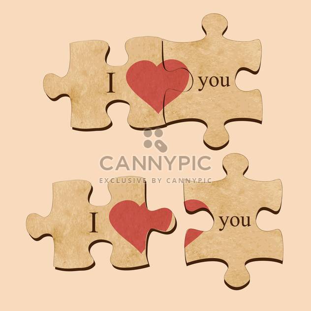 Vector illustration of love puzzles with hearts - vector gratuit #129450 