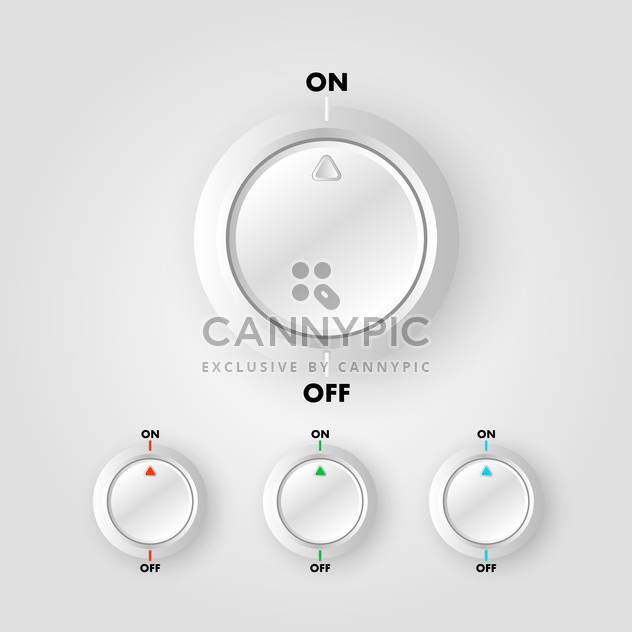 Vector set of on and off buttons on gray background - Free vector #129540