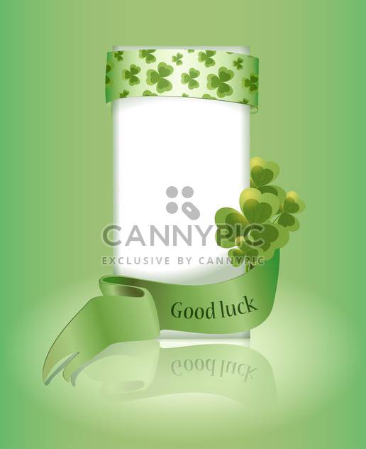 Vector green St Patricks day greeting card with clover leaves and Good Luck - Kostenloses vector #129710