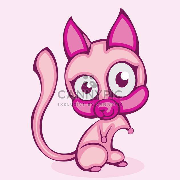 Vector illustration of cute purple kitten on pink background - vector gratuit #129730 