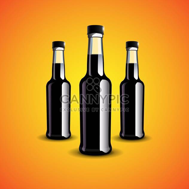 Vector illustration of three black bottles on orange background - vector gratuit #129840 