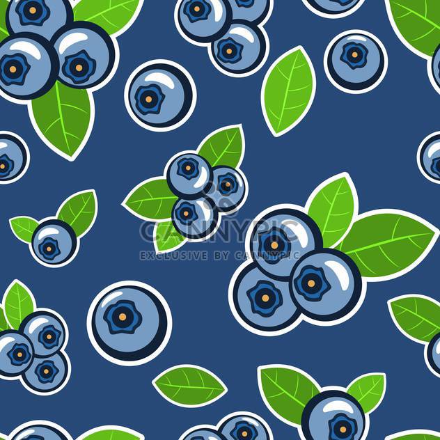 Vector blue seamless background with blueberries and leaves - Free vector #129870