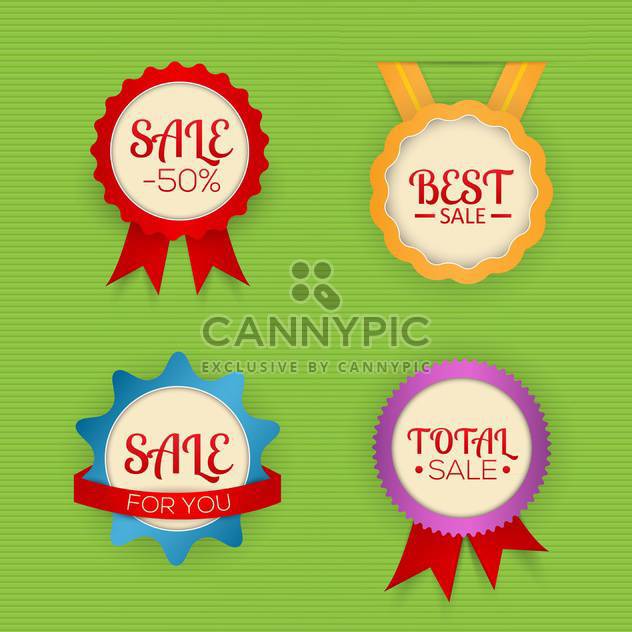 Vector set of colorful labels for sale on green background - Kostenloses vector #129930