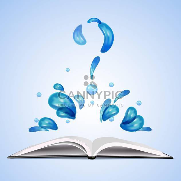 Water question mark over open book on blue background - Kostenloses vector #129960
