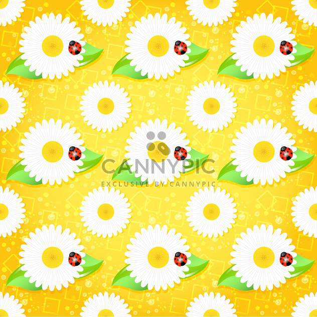 Vector background with chamomiles and ladybirds - бесплатный vector #130070