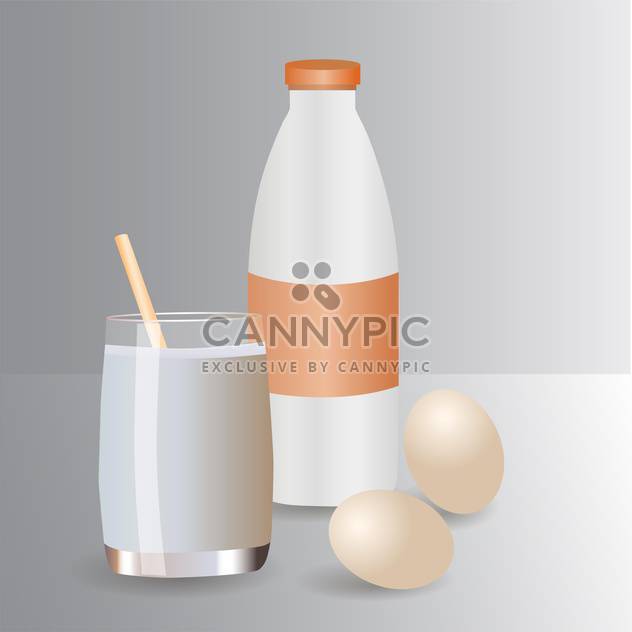 Milk products and eggs vector icons - vector #130390 gratis