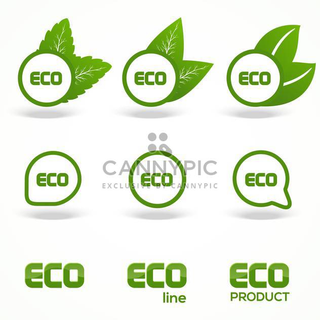 Vector Green Eco Symbols on white background - vector gratuit #130420 