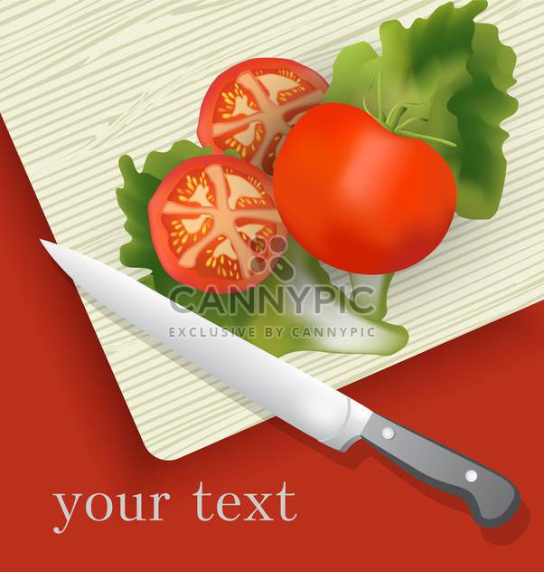 tomatoes and knife on cutting board - vector gratuit #130500 