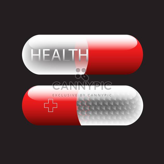Health in capsule pill on black background - Free vector #130610