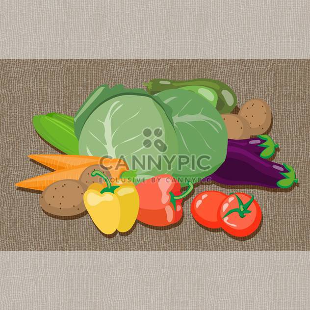 colorful illustration of fresh vegetables on brown background - vector #130800 gratis