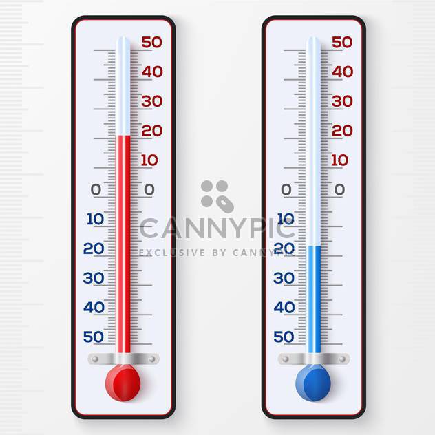Red and blue thermometers on white background - vector #130810 gratis