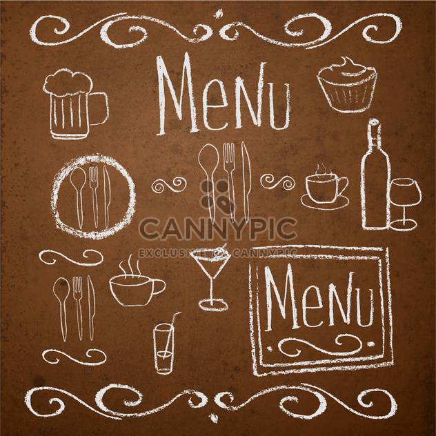 Chalk board with hand drawn vintage elements for menu - Kostenloses vector #130910