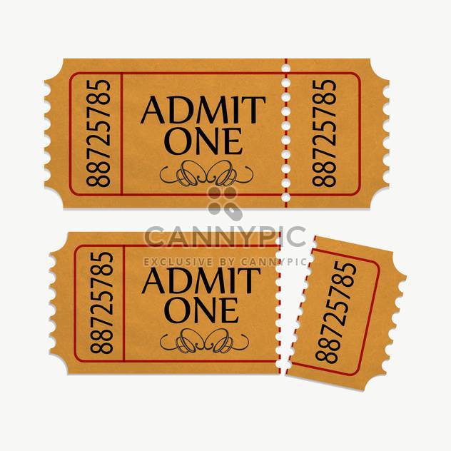 pair of yellow cinema tickets on white background - Free vector #130960