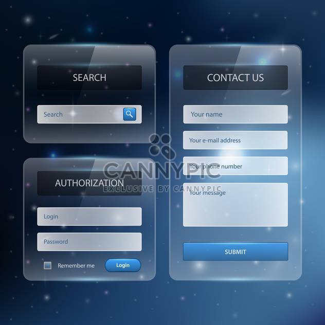 Web site design template navigation elements with icons set - vector gratuit #131060 