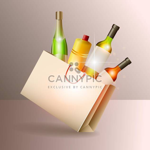 Wine bottles in gift bag vector illustration - Kostenloses vector #131120