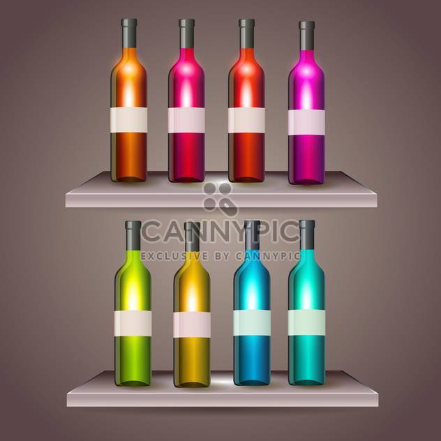 Set of color wine bottles with blank labels - vector gratuit #131350 