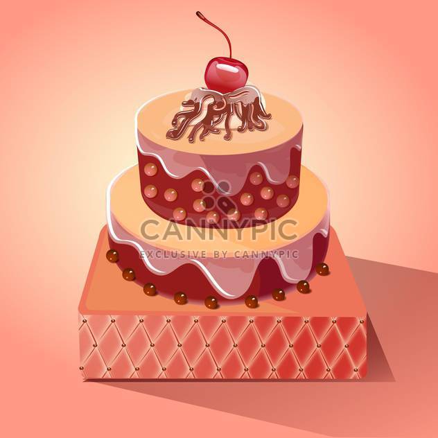 Cute and tasty birthday cake illustration - vector gratuit #131470 