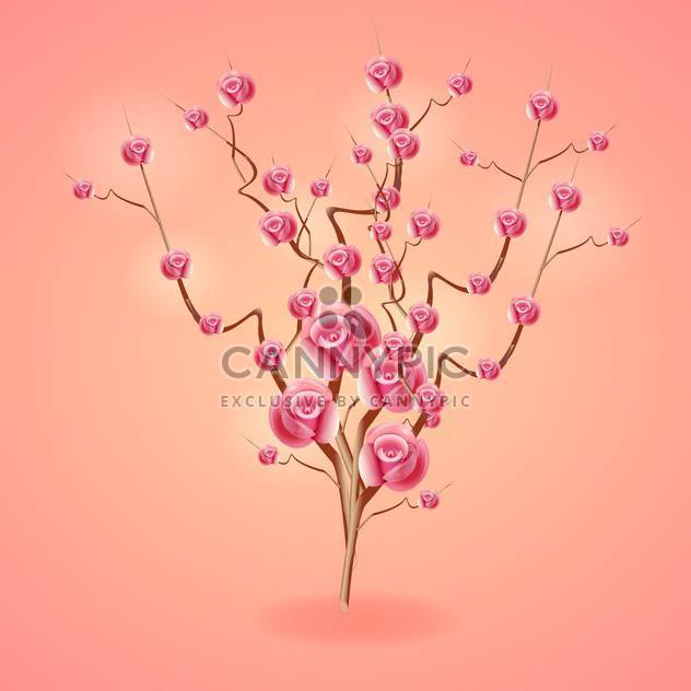 Pink card with rose tree vector illustration - Kostenloses vector #131490