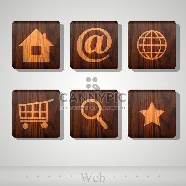 Vector set of web wooden icons - vector gratuit #131780 