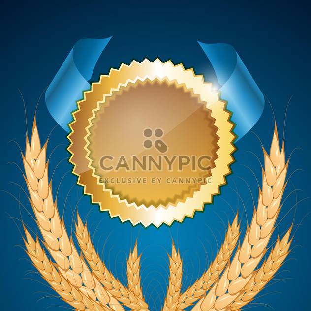 Vector golden medal with wheat on blue background - Free vector #132040